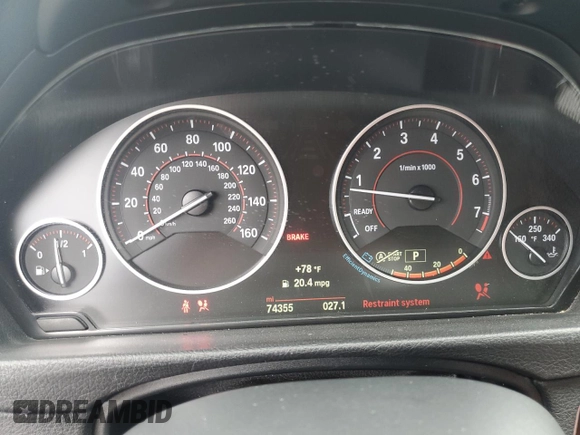 2015 BMW 3 Series 335i z VIN WBA3A9G56FNT09707, wystawiony jako Copart lot #60663484 z przebiegiem 74 355 mil mil oraz Szkoda całkowita • Salvage title. Historia ofert i sprzedaży dostępna na DreamBid. Obrazek 9.