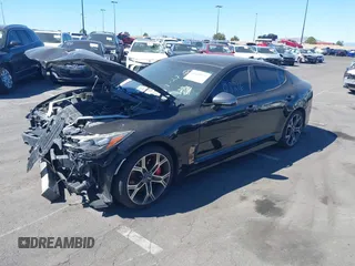 2018 Kia Stinger GT2 with VIN KNAE55LC9J6016753, listed as a IAAI auction lot 41408216 with 117,268 mi miles. Bid and sale history available at carsss.com. Image 2.