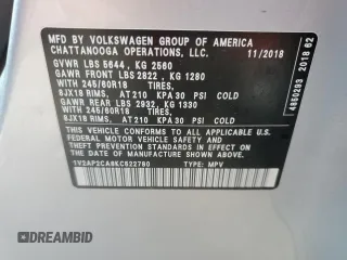 2019 Volkswagen Atlas S с VIN 1V2AP2CA8KC522780, выставлен на аукционе Copart как лот 48575365 с пробегом 66 357 миль миль и Списание • Salvage title. История ставок и продаж доступна на DreamBid. Изображение 14.