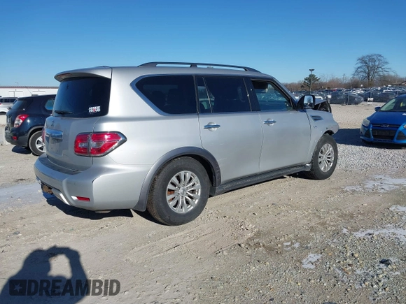 2017 Nissan Armada SV with VIN JN8AY2NC7H9505296, listed as a IAAI auction lot 41040388 with 1 mi miles. Bid and sale history available at carsss.com. Image 4.