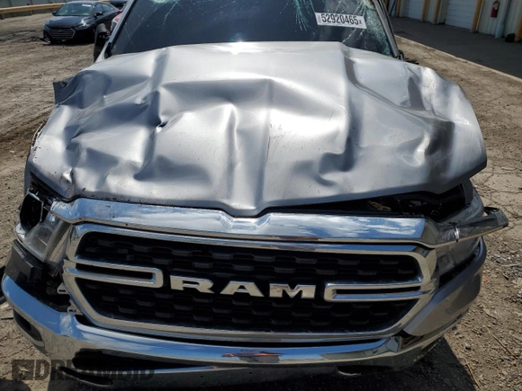 2022 Ram 1500 Big Horn с VIN 1C6SRFBT7NN225008, выставлен на аукционе Copart как лот 52920465 с пробегом 59 279 миль миль и Списание • Salvage title. История ставок и продаж доступна на DreamBid. Изображение 11.