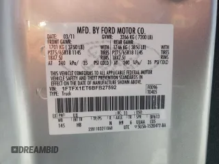 2011 Ford F-150 XL with VIN 1FTFX1ET6BFB27592, listed as a Copart auction lot 54523715 with 158,628 mi miles and Clean Title. Bid and sale history available at carsss.com. Image 12.