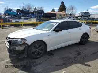 2022 Acura TLX w/A-Spec Package with VIN 19UUB6F53NA002345, listed as a Copart auction lot 46517225 with 52,572 mi miles and Salvage Title. Bid and sale history available at carsss.com. Image 1.