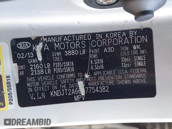 2013 Kia Soul + z VIN KNDJT2A66D7754382, wystawiony jako IAAI lot #41431092 z przebiegiem Nie podano mil oraz . Historia ofert i sprzedaży dostępna na DreamBid. Obrazek 9.
