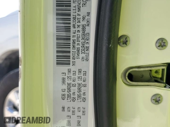 2019 Ram 2500 z VIN 3C6UR4SL2KG640805, wystawiony jako Copart lot #75886914 z przebiegiem 43 427 mil mil oraz Szkoda całkowita • Salvage title. Historia ofert i sprzedaży dostępna na DreamBid. Obrazek 12.