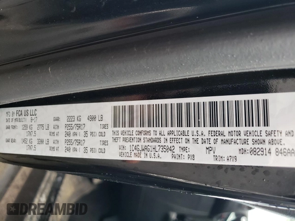 2017 Jeep Wrangler Sport с VIN 1C4GJWAG1HL735042, выставлен на аукционе Copart как лот 56459035 с пробегом 82 120 миль миль и Списание • Salvage title. История ставок и продаж доступна на DreamBid. Изображение 13.
