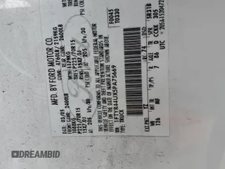 2005 Ford Ranger XLT with VIN 1FTYR44UX5PA75669, listed as a Copart auction lot 56797055 with 138,222 mi miles and Salvage title. Bid and sale history available at DreamBid. Image 12.