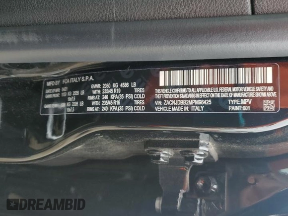 2021 Jeep Renegade 80th Anniversary with VIN ZACNJDBB2MPM96425, listed as a Copart auction lot 58509735 with 20,518 mi miles and Salvage title. Bid and sale history available at DreamBid. Image 12.