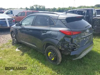 2019 Hyundai Kona Limited with VIN KM8K33A51KU384244, listed as a IAAI auction lot 42779449 with 61,195 mi miles and . Bid and sale history available at DreamBid. Image 3.