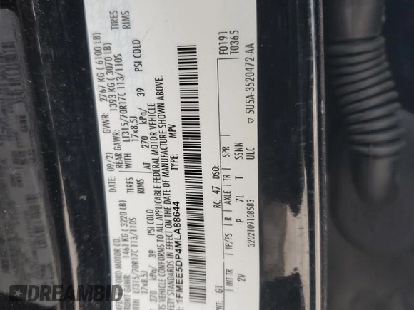 2021 Ford Bronco with VIN 1FMEE5DP4MLA88644, listed as a Copart auction lot 42213285 with 55,675 mi miles and Salvage Title. Bid and sale history available at DreamBid. Image 13.