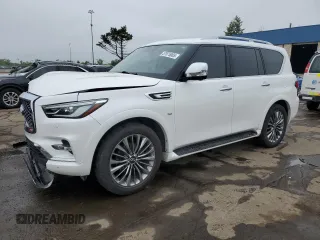 2019 Infiniti QX80 Luxe z VIN JN8AZ2NC1K9460750, wystawiony jako Copart lot #57875065 z przebiegiem 56 818 mil mil oraz Czysty tytuł • Clean title. Historia ofert i sprzedaży dostępna na DreamBid. Obrazek 1.