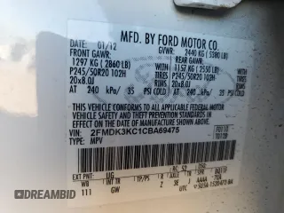 2012 Ford Edge Limited with VIN 2FMDK3KC1CBA69475, listed as a Copart auction lot 42232675 with 201,199 mi miles and Salvage Title. Bid and sale history available at carsss.com. Image 15.