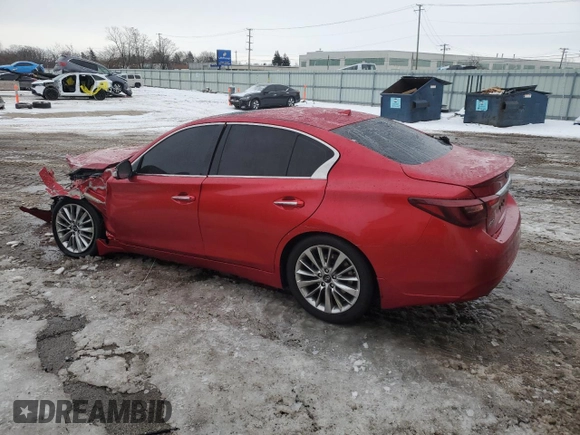 2021 Infiniti Q50 Luxe with VIN JN1EV7BR9MM752423, listed as a Copart auction lot 45055345 with 43,835 mi miles and Salvage Title. Bid and sale history available at carsss.com. Image 2.
