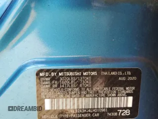 2020 Mitsubishi Mirage ES z VIN ML32A3HJ4LH010981, wystawiony jako Copart lot #45940635 z przebiegiem Nie podano mil oraz Nie do naprawy • Non repairable. Historia ofert i sprzedaży dostępna na DreamBid. Obrazek 12.