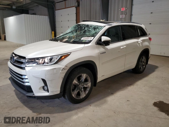 2018 Toyota Highlander Hybrid Limited with VIN 5TDDGRFH7JS040153, listed as a Copart auction lot 55500815 with 62,739 mi miles and Salvage title. Bid and sale history available at DreamBid. Image 1.