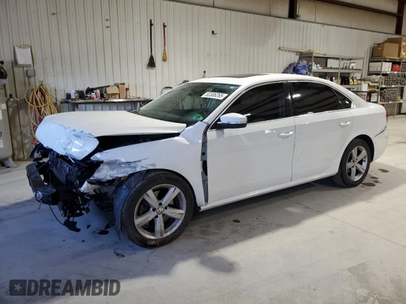 2013 Volkswagen Passat SE w/Sunroof with VIN 1VWBP7A34DC056451, listed as a Copart auction lot 52306265 with 143,112 mi miles and Salvage Title. Bid and sale history available at carsss.com. Image 1.
