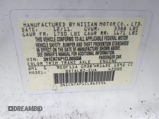 2012 Nissan Versa SV с VIN 3N1CN7AP1CL865556, выставлен на аукционе IAAI как лот 42264191 с пробегом 122 481 миль миль и . История ставок и продаж доступна на DreamBid. Изображение 9.