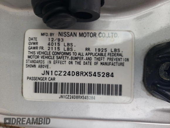 1994 Nissan 300ZX z VIN JN1CZ24D8RX545284, wystawiony jako Copart lot #65034935 z przebiegiem 153 613 mil mil oraz Szkoda całkowita • Salvage title. Historia ofert i sprzedaży dostępna na DreamBid. Obrazek 12.