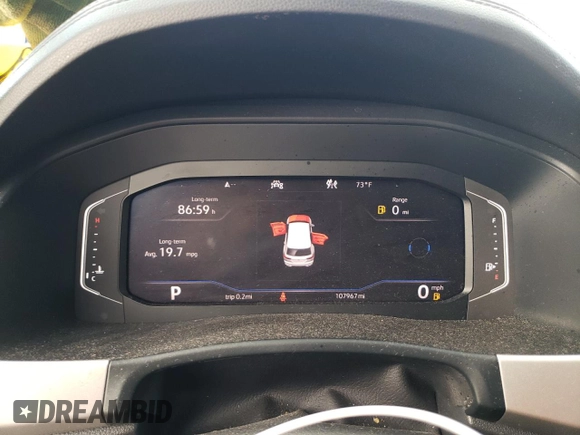 2020 Volkswagen Atlas SEL with VIN 1V2ME2CA1LC232269, listed as a Copart auction lot 48874745 with 107,967 mi miles and Salvage title. Bid and sale history available at DreamBid. Image 9.