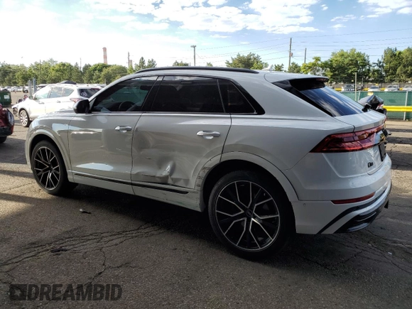 2021 Audi Q8 Prestige with VIN WA1FVAF19MD028910, listed as a Copart auction lot 64091925 with 54,787 mi miles and Salvage title. Bid and sale history available at DreamBid. Image 2.