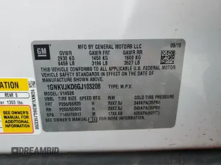 2016 Chevrolet Traverse LTZ z VIN 1GNKVJKD6GJ103208, wystawiony jako Copart lot #53154295 z przebiegiem 110 093 mil mil oraz Szkoda całkowita • Salvage title. Historia ofert i sprzedaży dostępna na DreamBid. Obrazek 14.