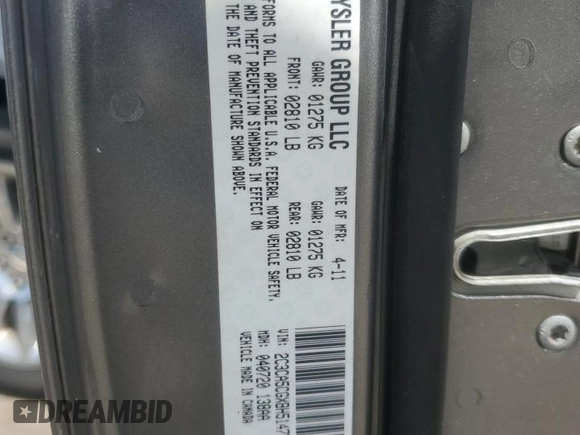 2011 Chrysler 300 Limited with VIN 2C3CA5CGXBH514778, listed as a Copart auction lot 56010745 with 171,385 mi miles and Salvage title. Bid and sale history available at DreamBid. Image 12.