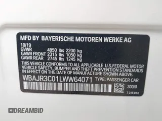 2020 BMW 5 Series 530i with VIN WBAJR3C01LWW64071, listed as a IAAI auction lot 40945230 with 91,982 mi miles and . Bid and sale history available at DreamBid. Image 9.