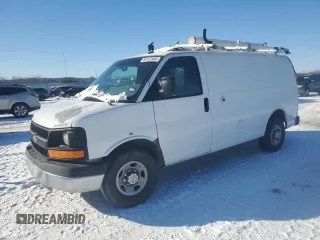 2014 Chevrolet Express Cargo Van with VIN 1GCWGFCB2E1114900, listed as a Copart auction lot 46157065 with 143,434 mi miles and Clean Title. Bid and sale history available at carsss.com. Image 1.