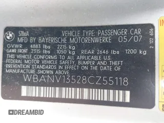 2008 BMW 5 Series 528xi with VIN WBANV13528CZ55118, listed as a IAAI auction lot 40942534 with 128,290 mi miles and . Bid and sale history available at DreamBid. Image 9.