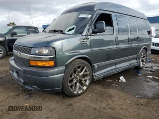 2014 GMC Savana Cargo Van Upfitter with VIN 1GDS7DC47E1140585, listed as a Copart auction lot 43128385 with 113,312 mi miles and Clean Title. Bid and sale history available at carsss.com. Image 1.