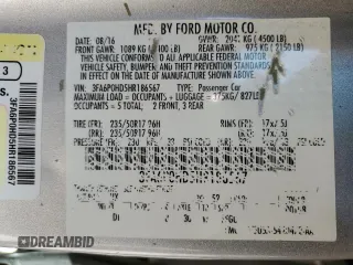 2017 Ford Fusion SE with VIN 3FA6P0HD5HR186567, listed as a Copart auction lot 50250495 with 61,053 mi miles and Salvage title. Bid and sale history available at DreamBid. Image 13.