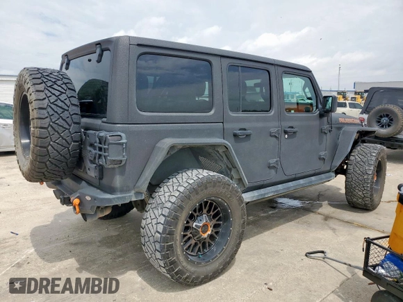2021 Jeep Wrangler Unlimited Rubicon with VIN 1C4HJXFG5MW542260, listed as a Copart auction lot 59476655 with 19,870 mi miles and Salvage title. Bid and sale history available at DreamBid. Image 3.