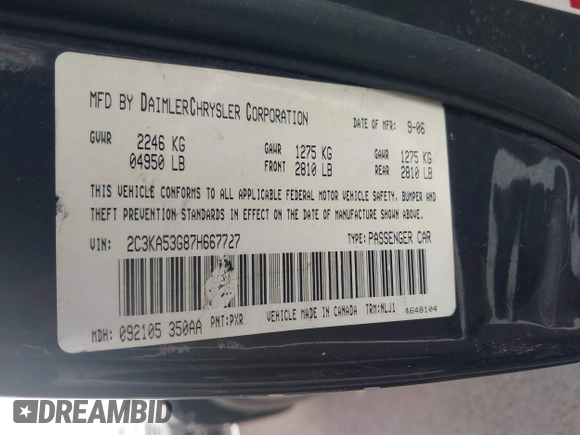 2007 Chrysler 300 Touring with VIN 2C3KA53G87H667727, listed as a IAAI auction lot 42025568 with 178,142 mi miles and . Bid and sale history available at DreamBid. Image 9.