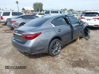 2020 Infiniti Q50 Red Sport 400 with VIN JN1FV7AP9LM630132, listed as a IAAI auction lot 41794185 with 20,049 mi miles and . Bid and sale history available at carsss.com. Image 4.