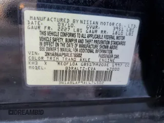 2010 Nissan Sentra S with VIN 3N1AB6AP9AL676502, listed as a Copart auction lot 89157855 with 155,335 mi miles and Salvage Title. Bid and sale history available at carsss.com. Image 12.