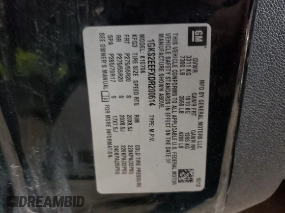 2013 GMC Yukon Denali z VIN 1GKS2EEFXDR200614, wystawiony jako Copart lot #54401155 z przebiegiem 178 481 mil mil oraz Czysty tytuł • Clean title. Historia ofert i sprzedaży dostępna na DreamBid. Obrazek 13.