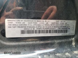 2010 Volkswagen Jetta Limited Edition z VIN 3VWRZ7AJ4AM101227, wystawiony jako Copart lot #59266635 z przebiegiem 157 721 mil mil oraz Szkoda całkowita • Salvage title. Historia ofert i sprzedaży dostępna na DreamBid. Obrazek 12.