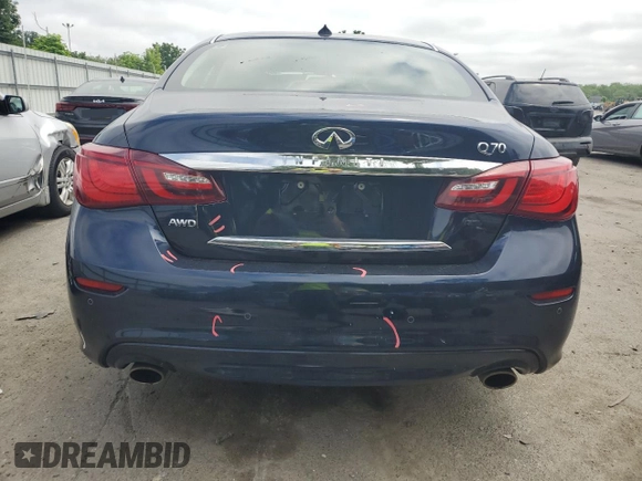 2018 Infiniti Q70 Luxe with VIN JN1BY1ARXJM220845, listed as a Copart auction lot 59738435 with 93,999 mi miles and Salvage title. Bid and sale history available at DreamBid. Image 6.