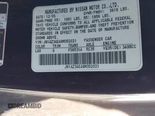 2006 Nissan 350Z Touring z VIN JN1AZ34E46M352021, wystawiony jako IAAI lot #42071456 z przebiegiem 163 900 mil mil oraz . Historia ofert i sprzedaży dostępna na DreamBid. Obrazek 9.