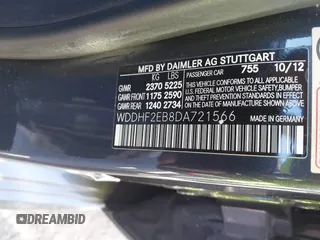 2013 Mercedes-Benz E-Class E 350 Luxury BlueTEC with VIN WDDHF2EB8DA721566, listed as a IAAI auction lot 41252973 with 144,580 mi miles. Bid and sale history available at carsss.com. Image 9.
