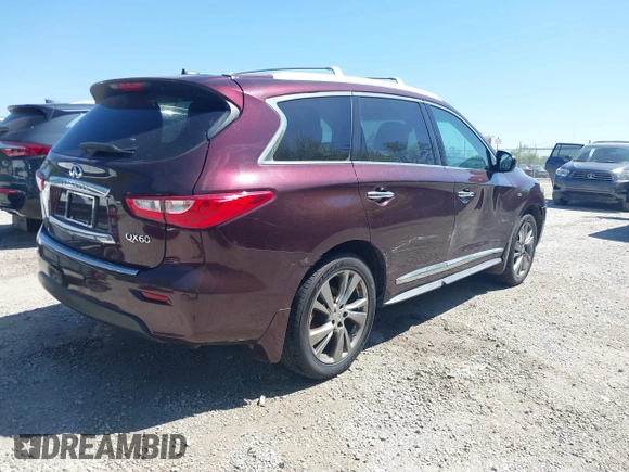 2015 Infiniti QX60 with VIN 5N1AL0MM8FC521088, listed as a IAAI auction lot 42230427 with 105,882 mi miles and . Bid and sale history available at DreamBid. Image 4.