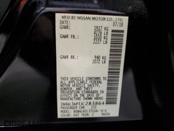 2018 Nissan Altima 2.5 S with VIN 1N4AL3AP3JC283864, listed as a Copart auction lot 47774175 with 96,467 mi miles and Salvage Title. Bid and sale history available at carsss.com. Image 13.