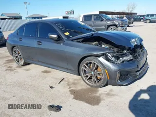 2020 BMW 3 Series M340i with VIN WBA5U7C04LFH15329, listed as a IAAI auction lot 41383675 with 1 mi miles. Bid and sale history available at carsss.com. Image 1.