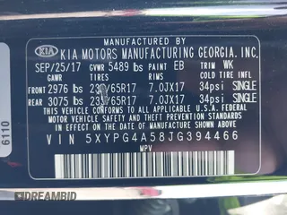 2018 Kia Sorento LX with VIN 5XYPG4A58JG394466, listed as a IAAI auction lot 41752084 with 91,053 mi miles and . Bid and sale history available at DreamBid. Image 9.
