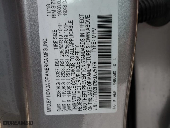 2019 Acura RDX w/Advance Pkg with VIN 5J8TC2H76KL025179, listed as a Copart auction lot 49108485 with 80,877 mi miles and Salvage Title. Bid and sale history available at carsss.com. Image 13.