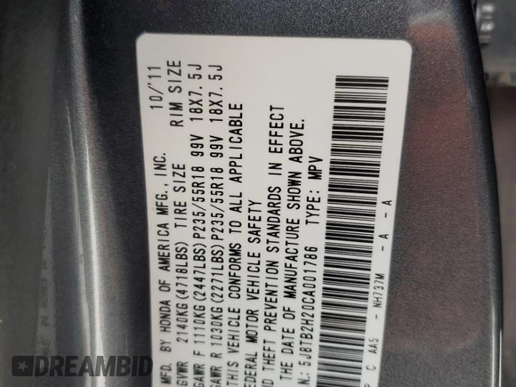 2012 Acura RDX with VIN 5J8TB2H20CA001786, listed as a Copart auction lot 45533005 with 165,883 mi miles and Salvage Title. Bid and sale history available at carsss.com. Image 14.