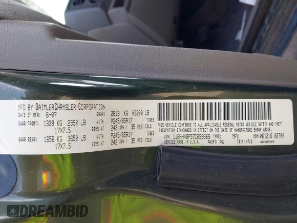 2007 Jeep Commander Sport with VIN 1J8HH48P57C699969, listed as a IAAI auction lot 42387743 with 199,043 mi miles and . Bid and sale history available at DreamBid. Image 9.