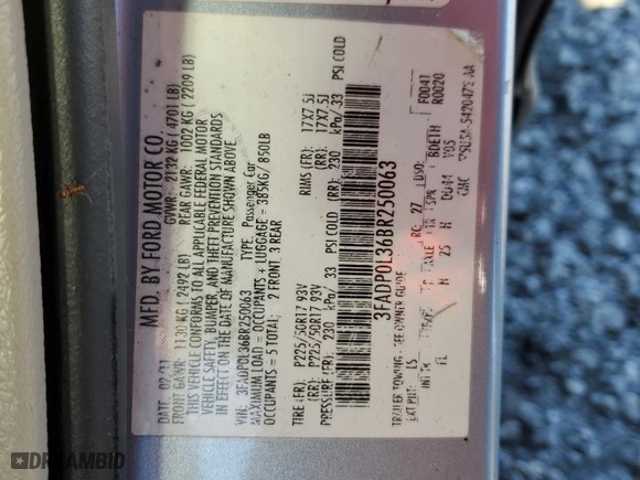 2011 Ford Fusion Hybrid with VIN 3FADP0L36BR250063, listed as a Copart auction lot 45192675 with 158,050 mi miles and Salvage Title. Bid and sale history available at carsss.com. Image 13.