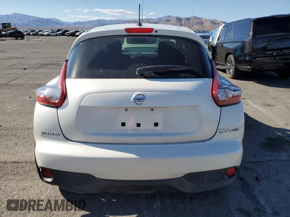 2015 Nissan Juke SV with VIN JN8AF5MVXFT563820, listed as a Copart auction lot 56434305 with 103,265 mi miles and Salvage title. Bid and sale history available at DreamBid. Image 6.