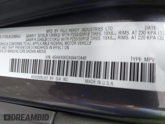 2008 Subaru Tribeca Limited z VIN 4S4WX90DX84410446, wystawiony jako IAAI lot #42171152 z przebiegiem 204 590 mil mil oraz . Historia ofert i sprzedaży dostępna na DreamBid. Obrazek 9.